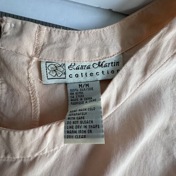 Laura Martin Collection‎ Tank Top Womens M Peach 100% Silk Sleeveless Minimalist - Picture 6 of 10